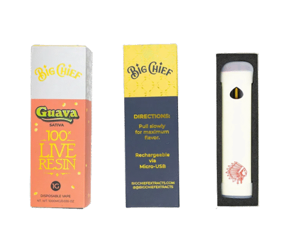 BIG CHIEF - DISPOSABLE RECHARGABLE VAPE CARTS 100% LIVE RESIN 1GM (1000MG)